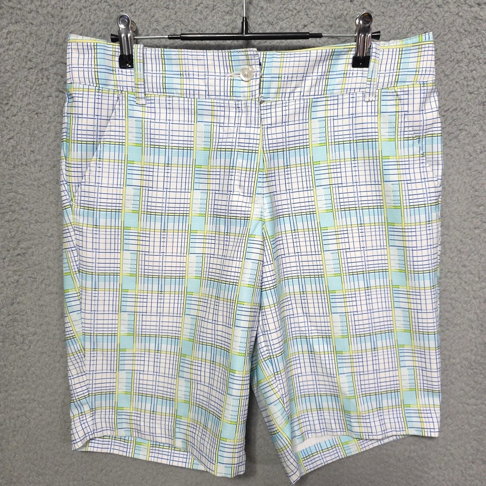 Callaway Opti-Dri Mens Blue White Yellow‎ Plaid Size 30 ? Golf Shorts Pockets